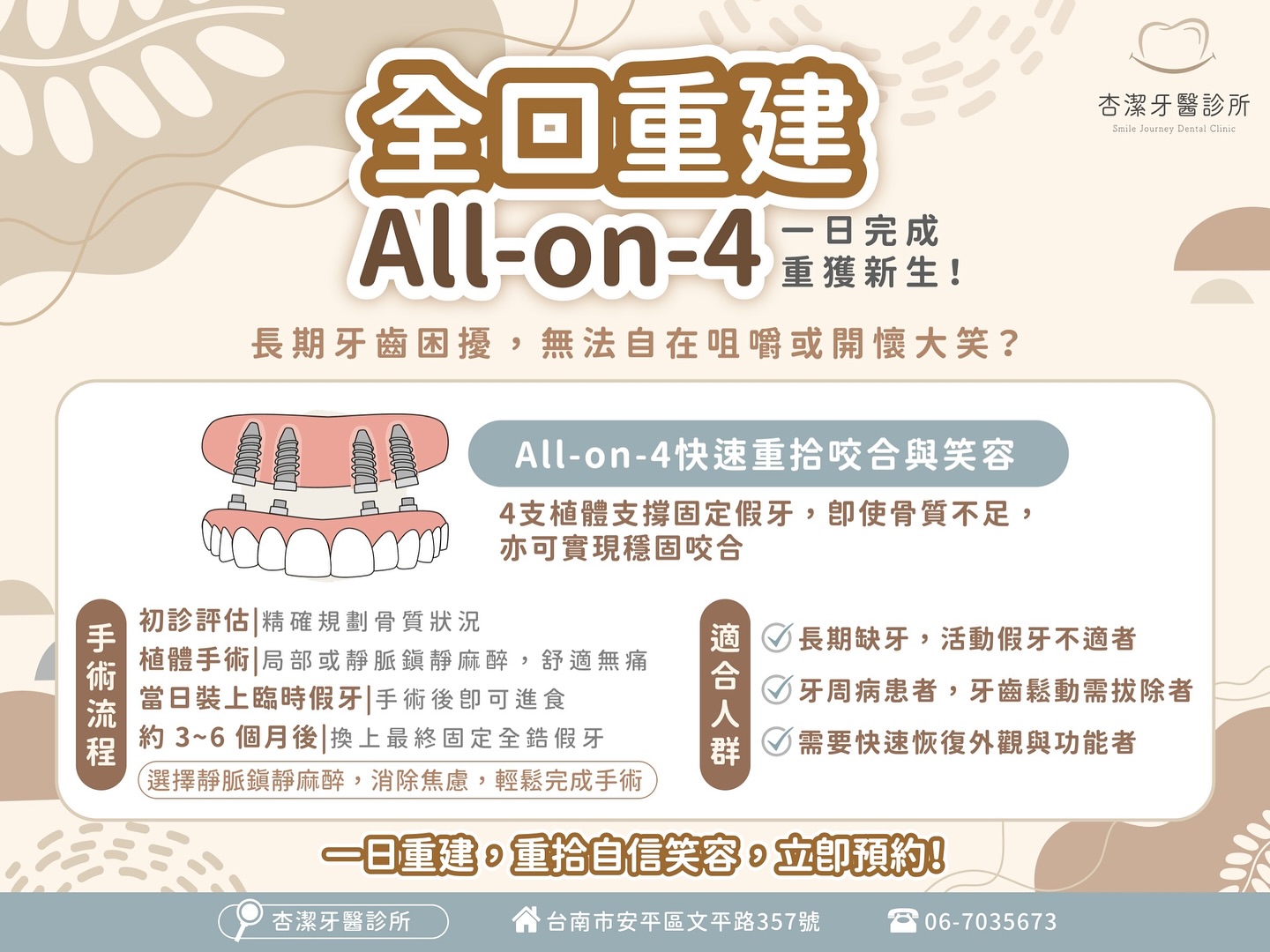 全口重建 All-on-4|一日完成,全新人生💎